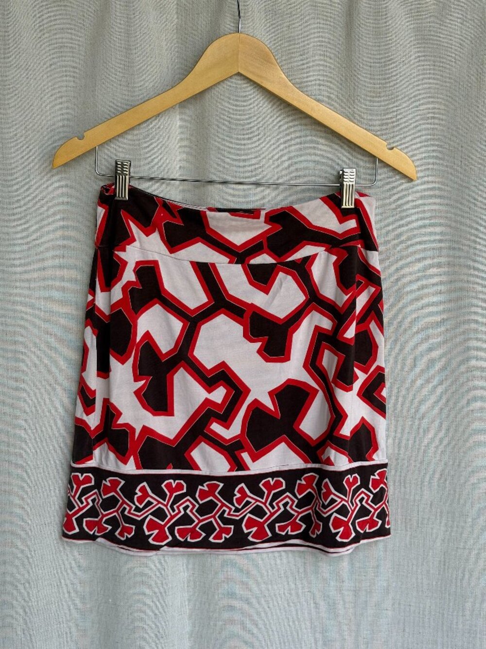 Diane von Furstenberg Silk Skirt Geometric Print Designer DVF Size 6
